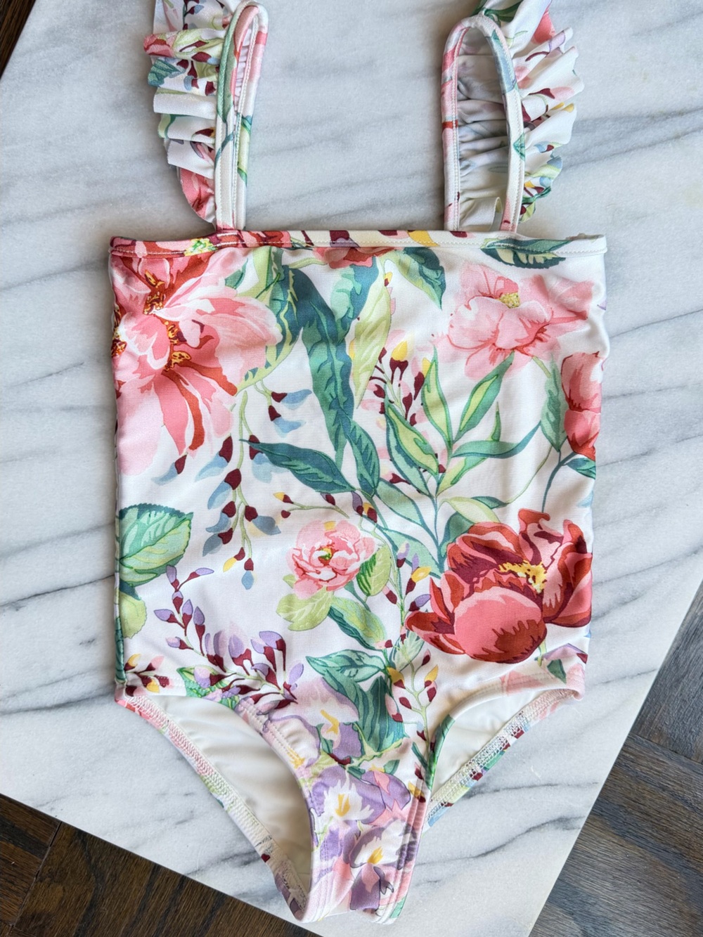 Zimmermann Kids Floral One-Piece Swimsuit Ruffle Strap Size 2T Girl